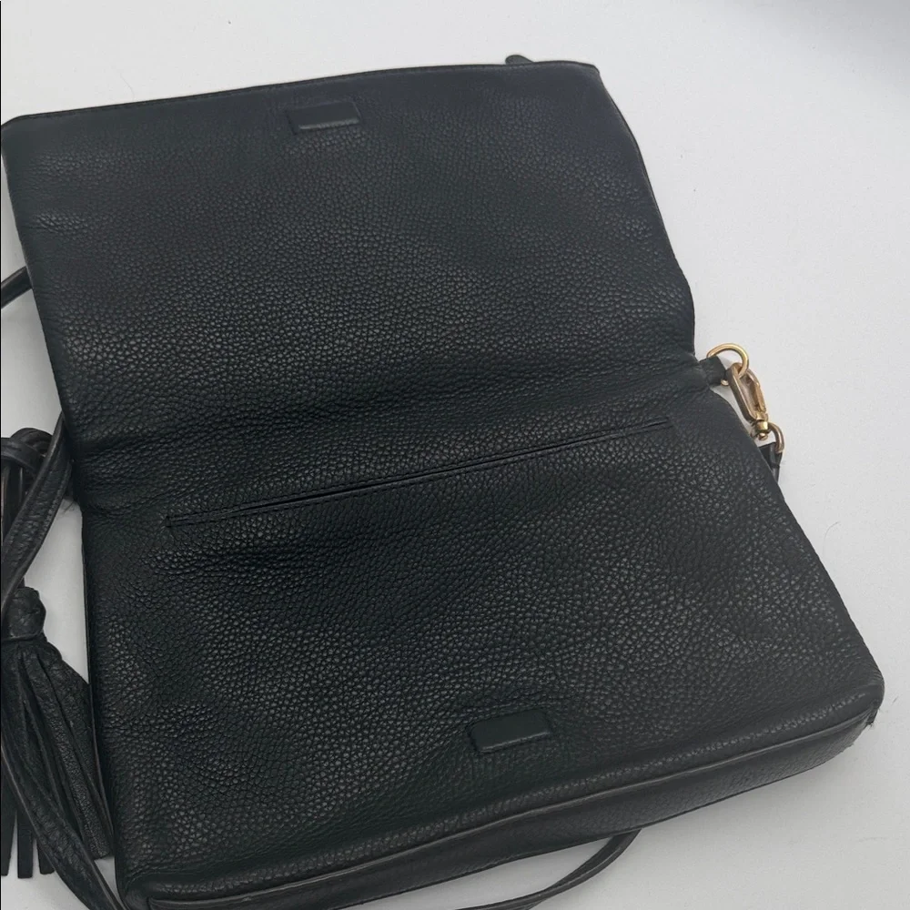 Tory Burch Black‎ Pebbled Leather Crossbody with Logo Detail